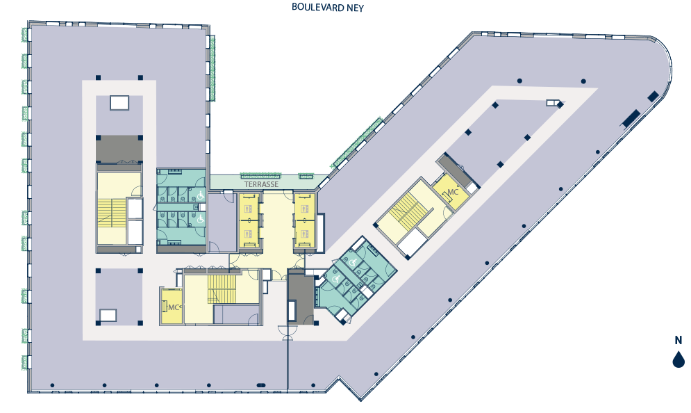 plan étage 6 immeuble kara paris 18